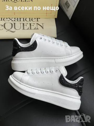 Alexander McQueen Дамски Бели Маратонки С Кристали👟Дамски Спортни Обувки С Камъни Код E189