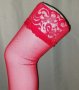 Ярко червени чорапи ликра с дантела и прашка от еластичен прозрачен тюл. , снимка 3