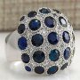 Голям сребърен пръстен със сини камъни, снимка 1 - Пръстени - 37894438