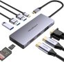 USB C докинг станция, 2 HDMI, VGA, 3 USB 3.0, SD/TF, 100 W, снимка 1 - Кабели и адаптери - 43611329