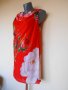Червена рокля с флорални мотиви, снимка 1 - Рокли - 31130910