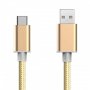 Кабел USB MBX плетен, За iPhone 5/6,6s,6 Plus,6+/7,7 Plus,7+/8,8 Plus,8+/XR/XS,XS Max, Златист, снимка 1 - USB кабели - 37814596