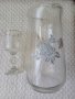 Стъклена кана и 5 кристални чаши, снимка 1 - Чаши - 43476393