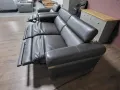 Сив кожен диван тройка и фотьойл Moreno с ел. релакс механизъм, снимка 10
