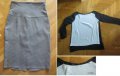 Пепитена разтеглива пола-тип молив (за офис) и блуза естествена коприна, снимка 1 - Поли - 27466473