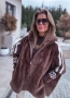 Шоколадово дамско кожено яке от премиум вълна с ангора, снимка 1