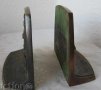  2 бр. тежки чугунени ограничители за книги релефна сцена bookend, снимка 3