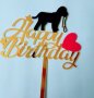 Happy Birthday куче с повод ❤ пластмасов топер табела украса за торта рожден ден, снимка 1 - Други - 36952867