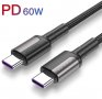 Кабел USB C към USB C 60W PD/QC3.0 20V/3A - бързо зареждане , снимка 1 - USB кабели - 28765396