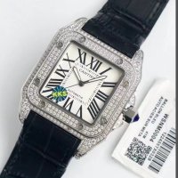 Мъжки часовник Cartier Santos 100 Stainless Steel - Diamond Afterset с автоматичен механизъм, снимка 3 - Луксозни - 42935700