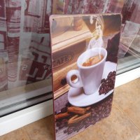 Метална табела кафе канела на зърна аромат чаромат порцелан, снимка 2 - Декорация за дома - 43107575