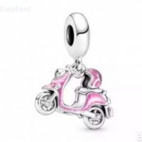 Outlet Sale Сребърен висящ елемент моторче"Italy",pink/нов, снимка 1 - Колиета, медальони, синджири - 38041618
