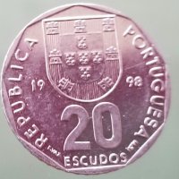 Монета. Португалия. 20 ескудос . 1998 година., снимка 1 - Нумизматика и бонистика - 27924247