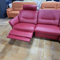 Червен кожен ъглов диван "HUKLA HU-SF15058" с ел.релакс, снимка 5 - Дивани и мека мебел - 39688909