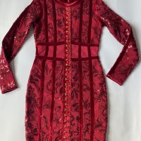 Бандажна рокля бордо, снимка 3 - Рокли - 35185030