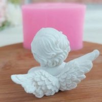 3D Ангел Ангелче с наклонена главичка силиконов молд форма калъп фондан гипс свещ, снимка 2 - Форми - 38108351