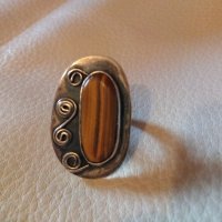 Уникален авторски сребърен масивен пръстен с тигрово око, снимка 4 - Пръстени - 28426085