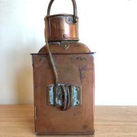 Старинен корабен меден фенер, оригинален , внос от Англия, снимка 4 - Антикварни и старинни предмети - 43381140