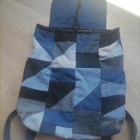 Ръчно шити дънкови чанти - раничка и чанта , снимка 2 - Чанти - 37447682