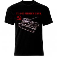 Мъжка Тениска Танк T 34-85 Tank Panzer Armure WW2 Army War USSR Russia, снимка 2 - Тениски - 28313016