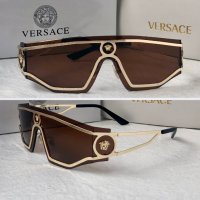 Versace 2023 дамски мъжки слънчеви очила маска черни кафяви прочрачни, снимка 3 - Слънчеви и диоптрични очила - 39842328