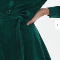 Зелена рокля имитация на велур, снимка 5 - Рокли - 44119803