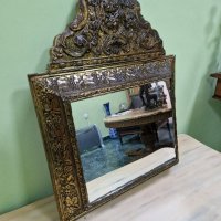 Много красиво антикварно френско огледало с месингов обков , снимка 1 - Антикварни и старинни предмети - 43569650