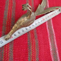 Посребрена птица паун пластика статуетка, снимка 4 - Антикварни и старинни предмети - 28415549