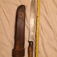 Истинска качествена стомана, дръжка и кания дърво.Огромен, масивен стар нож, мачете, снимка 4 - Колекции - 27108607