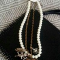 Двойна огърлица с перли и ангелче 💥, снимка 1 - Колиета, медальони, синджири - 32770162