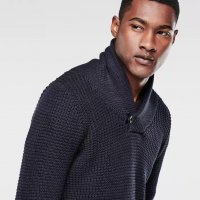 G-Star Raw Avihu Shawl Knit Mazarine Blue Мъжки Пуловер Размер M/L, снимка 11 - Пуловери - 35460849