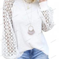 Дамски лек пуловер с дълги ръкави и дантелено деколте, 5цвята - 023, снимка 1 - Блузи с дълъг ръкав и пуловери - 39470757