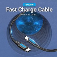 USB Кабел 5A Fast Charge, Type-C / Type-C - 0.5M - USB 2.0 - Vention COTBD  , снимка 7 - USB кабели - 43416688