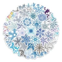 50 бр снежинка снежинки Коледни самозалепващи лепенки стикери за украса декор картонена торта др, снимка 3 - Други - 42995381