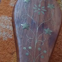 Вилица голяма дървена с Бронзови флорални орнаменти - набивки сувенир 41520, снимка 12 - Декорация за дома - 43151872