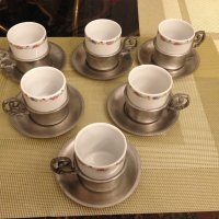 Старинни немски чаши с подстакани за кафе, ракия, греяна ракия , снимка 2 - Други ценни предмети - 43051549