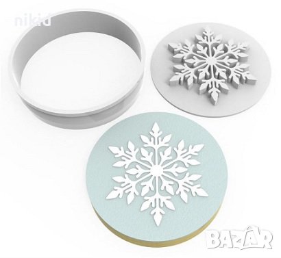Снежинка печат и резец пластмасови форма за тесто сладки бисквитки меденки, снимка 1