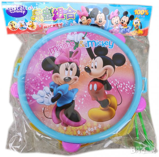 Детска играчка Барабан с палки и картинка на Мики Маус, снимка 1