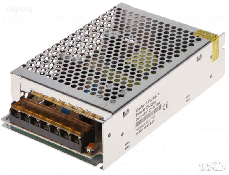 Импулсен захранващ блок 12V/5A, Сив, снимка 1