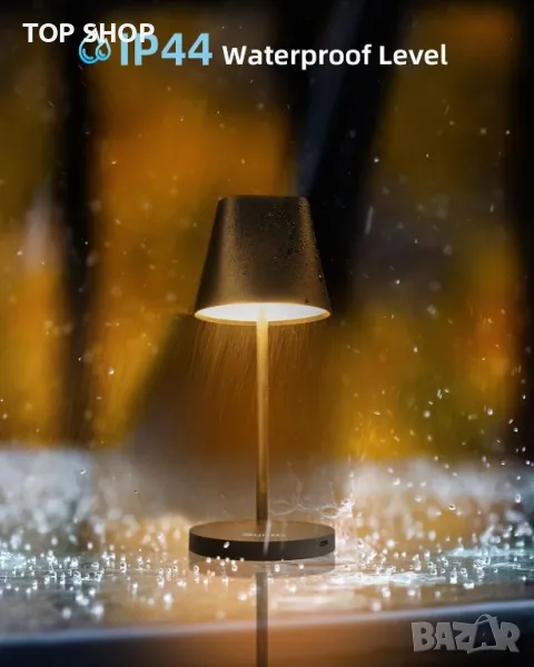 Quntis Акумулаторна безжична настолна LED лампа с възможност за димиране с докосване, черна, снимка 1