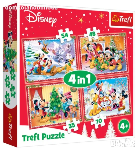  Коледен пъзел Мики маус, 4в1 , снимка 1