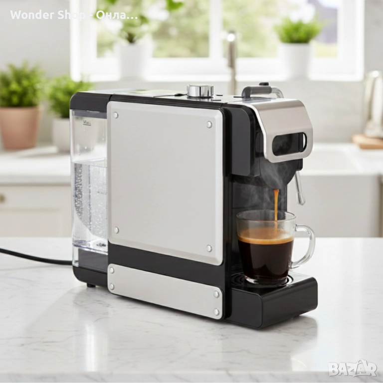 Еспресо машина 8в1 Oliver Voltz OV51171N8M – За капсули и мляно кафе, 1450W, 19 Bar, 5 адаптера 5VS1, снимка 1