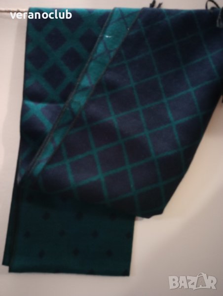 Двулицев мъжки шал в синьо и зелено, снимка 1