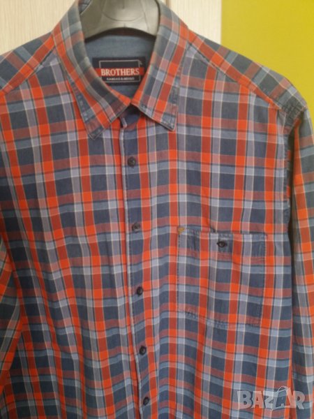 Мъжка риза дълъг ръкав на квадрати, снимка 1