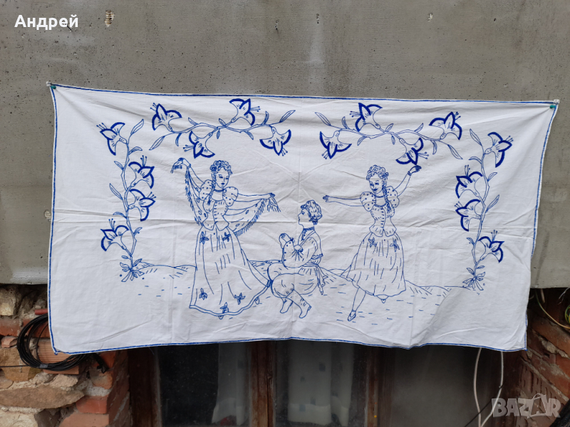 Старинен бродиран ковьор,покривка за стена #246, снимка 1