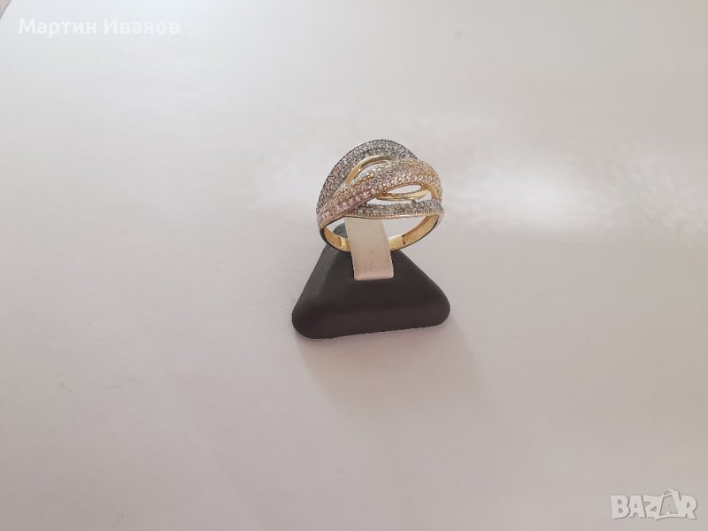 Златен пръстен с циркони 7, снимка 1