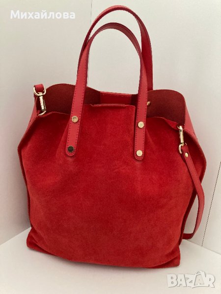 Кожена чанта Zee Lane, естествен велур и кожа, оригинал, снимка 1