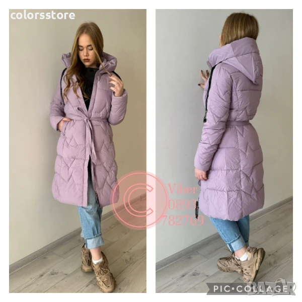 Дамско лилаво зимно яке с качулка/IM97x, снимка 1