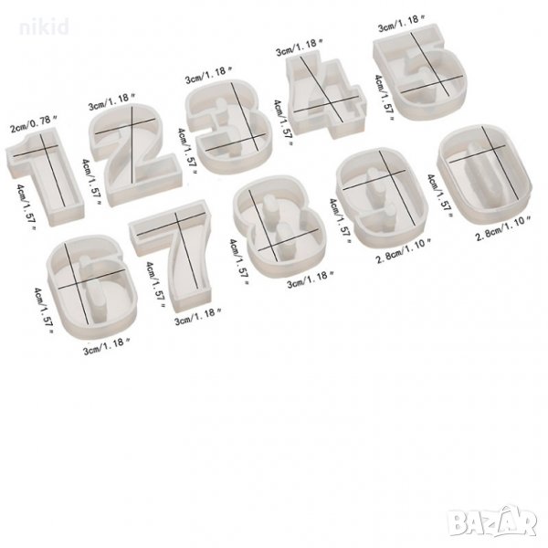 0-9 отделни цифри числа силиконов молд за смола шоколад тесто гипс фондан форма форми, снимка 1