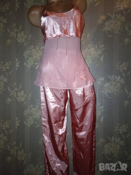 Ann S-Нова прекрасна  розова пижама от сатен и шифон с бродерия , снимка 1